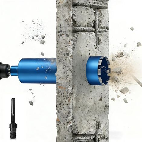 Pour le Béton Lourd L460mm Ø62mm 1¼" UNC avec Adaptateur SDS MAX Trépan Couronne de Forage à sec et Humide Scie Cloche Diamètre Chantier Carrelage pour Maçonnerie Pierre Granit Brique (1/5)