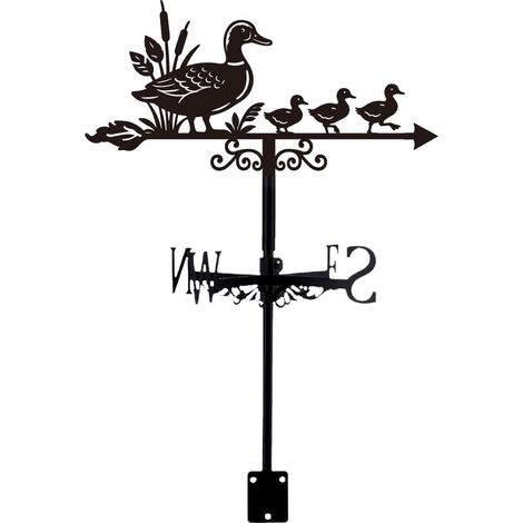 Girouette en Forme de Canard Montée sur Le Toit Indicateur de Direction du Vent en Métal pour L'Extérieur Décor de Jardin Noir en Forme d'animal de Ferme Girouette en Fer pour Patio (1/5)