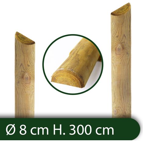 10PZ Mezzi Pali in legno Recinzioni Staccionate Giardino Trattati Ø 8x300 H