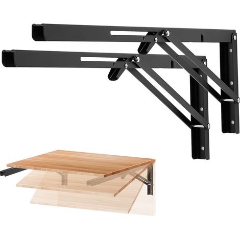 Support de table pliante, support mural pour étagère, étagère de rangement à monter soi-même, support d'étagère, noir, 50 cm, lot de 2 (1/5)