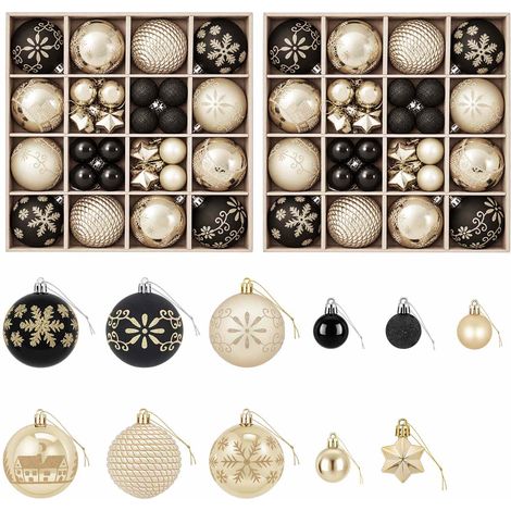 Christmas Ball Set 88 pcs Black and Gold Ø 6 cm Plastic vidaXL (1/5)
