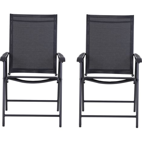 Outsunny Set 2 Sedie da Esterno Pieghevoli Metallo e Texteline 58x64x94 cm Nero