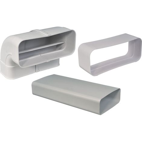 Optimairo Flachkanal-Set 222 x 89, Lüftungssystem Abluftführung Luftförderung, Kunststoff Weiß 222x89 (1/5)
