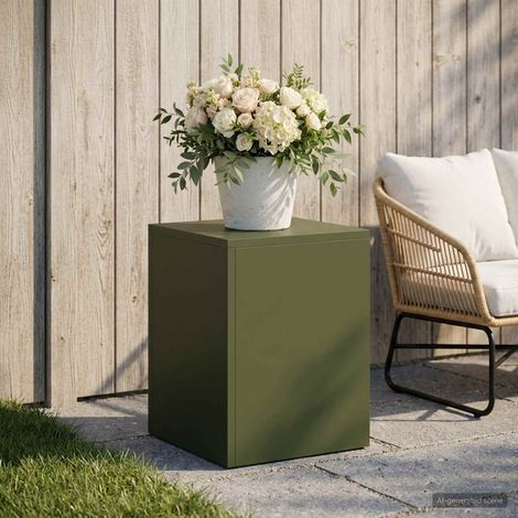 vidaXL Soporte de plantas Verde oliva 30 x 30 x 40 cm Acero oxidado (1/5)
