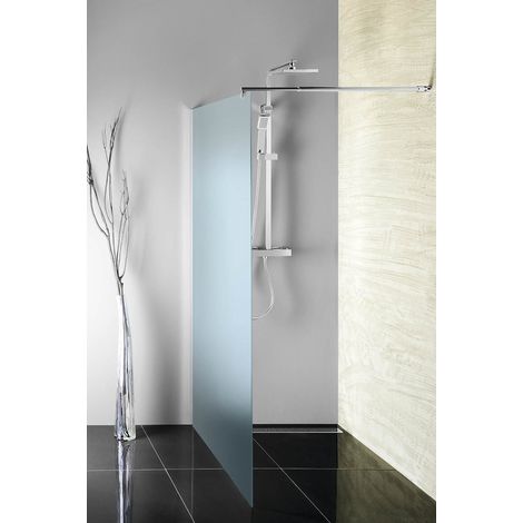Panneau de verre de douche WALK-IN monobloc avec barre de support, montage mural, 1200x1900mm, verre Brick (1/5)