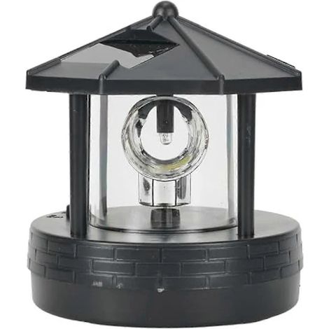 LED-soldriven fyr, 360 graders roterande, LED-soldriven fyrlandskapsbelysning. (1/5)