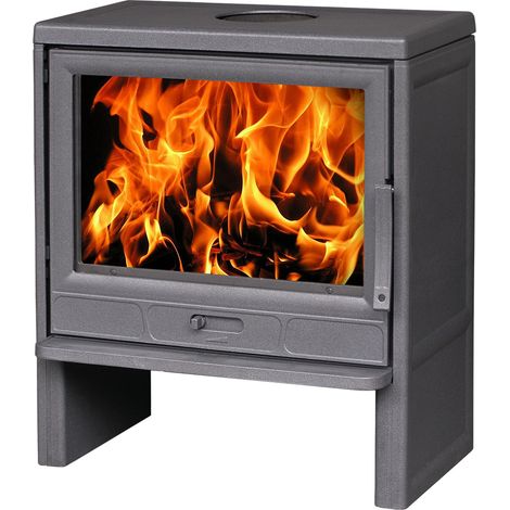 Kaminofen BARUN aus Gusseisen 8 kW – Holzofen mit großer Glasscheibe, Schwarz (1/3)