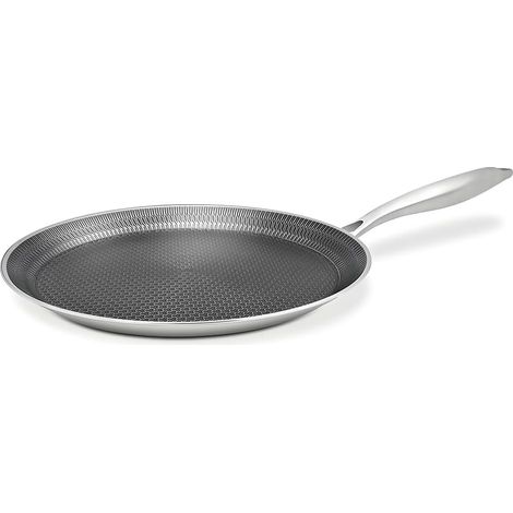 Poêle à Crêpes en Acier Inoxydable 30 cm, Crêpière avec Revêtement Antiadhésif, Tous Feux dont Induction, sans PFOA (1/5)