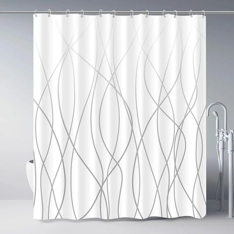 Filiyano-Rideau de douche moderne à rayures noires et blanches ondulées, rayures dégradées, rideau de douche décoratif pour salle de bain, 180 x 200