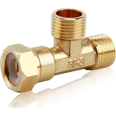Raccordo a T Girevole in Ottone per Tubi,Raccord en T en Laiton 1/2" NPT (Femelle x Mâle x Mâle), Connecteur Trois Voies pour Systèmes de Réfrigération et Climatisation, 1 Pièce (1/5)