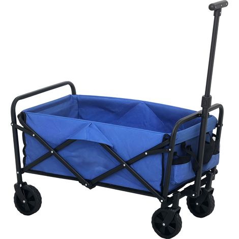 Carrello da Giardino 62L Pieghevole 76x48x86 cm con Maniglia Regolabile in Metallo e Tessuto Oxford Blu (1/5)