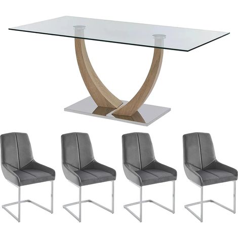 Set tavolo MELODIE II + 4 sedie BERLONA Trasparente e Grigio (1/5)