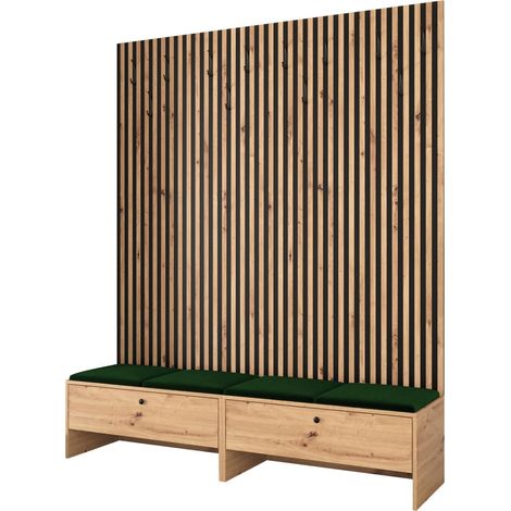 Meuble d'entrée Donio V, Chêne Artisan + Polo 889, 206x170x44cm, Tissu, Stratifié, À poser