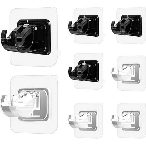 soportes para barra de cortina, fijación adhesiva sin taladrar, plástico transparente, diámetro 1-2 cm, para baño y salón. (1/5)