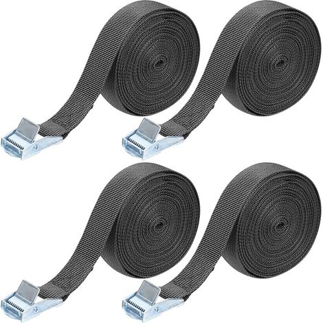 4 Pièces Sangles d'arrimage à Cliquet, Sangles de Tension, Sangles de Retenue Réglables avec Boucle pour Fixation Moto/Voiture/Porte Vélo/Bagag-5 m (Gris) (1/5)