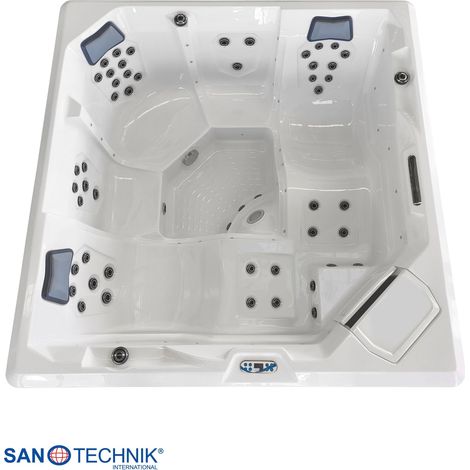 Outdoor Whirlpool ROVINJ WHITE inkl. Abdeckung + Stiege 210x210x90 cm frostsicher (1/5)