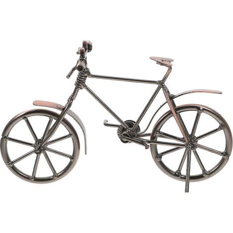 Ornement de bureau vintage en métal représentant un vélo miniature, en fer forgé, idéal pour la maison ou comme jouet pour enfants. (1/5)