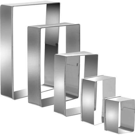Lot de 5 emporte-pièces rectangulaires en acier inoxydable - Moules à biscuits géométriques - Moules à pâtisserie carrés - 2,5 cm de profondeur