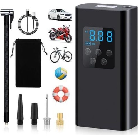 Gonfleur Pneus Voiture, Compresseur à Air Portatif 6000mAh Compresseur à Air Portatif, Gonfleur Pneus Voiture Rechargeable pour Voiture, Moto, Vélo (1/4)