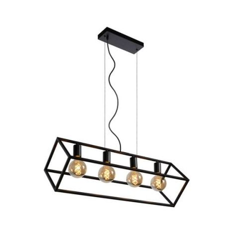 Lampada a sospensione nera Fabian 4xE27 80cm Lucide