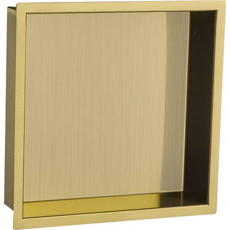 JTP Vos Square Shower Niche 300mm H x 300mm W - Brushed Brass (1/2)