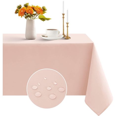 Abwaschbare Tischdecke Rosa 240x140 cm, wasserabweisend, rechteckig