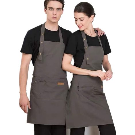 Delantal impermeable ajustable de 67x72 cm, con bolsillos y babero, para barbacoa, de calidad profesional.