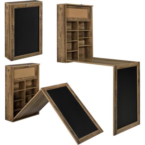 Mesa de pared plegable escritorio de pared plegable MDF 156 cm marrón negro 030004358
