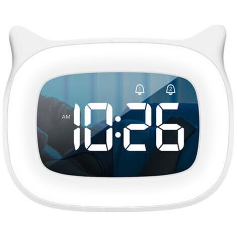 royaluxe-Réveil Enfant Educatif, LED Veilleuses Pendules horloges de Chambre d'enfant Kid Sleep reveil Enfant Jour/Nuit Lumineux, Snooze Réveil ,18 Types de Musique, 1 Alarmes, Blanc (1/5)