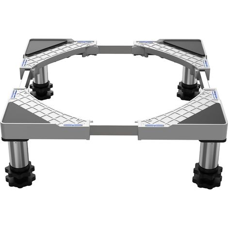 Socle pour lave-linge et sèche-linge, réglable, supporte une charge de 350 kg, largeur réglable de 44,5 à 67 cm, hauteur réglable de 18 à 22 cm, blanc. (1/5)