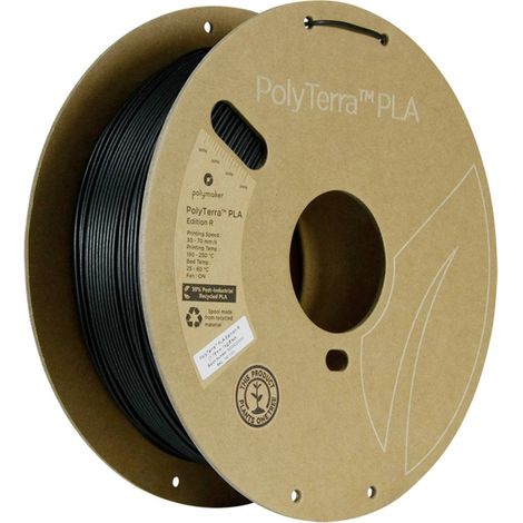 Polymaker PA11001 Filamento per stampante 3D Plastica PLA, PLA Opaco Opaco, PLA riciclato 1.75 mm 1000 g Nero PolyTerra (1/5)