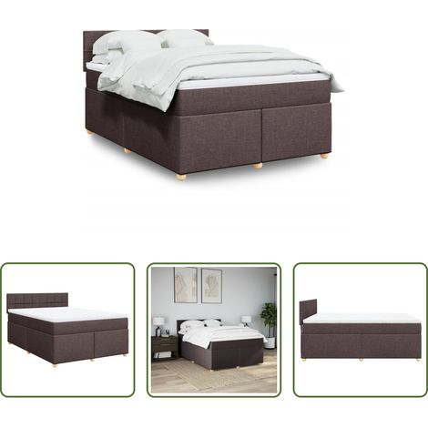 vidaXL Surmatelas -  Sommier à lattes de lit avec matelas Marron foncé 140x200 cm (1/5)