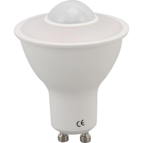 GU10 LED Capteur de Mouvement Infrarouge Induction Humaine Ampoule de Remplacement Lumière Chaude pour Plafond Couloir Porche 3000K 5W AC 85 265V