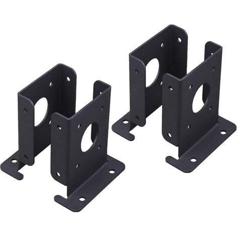 Anclaje para postes de alta resistencia, soporte estable para pérgola, soporte para poste de buzón, 4 anclajes estables para pérgola, media base negra para postes. (1/4)
