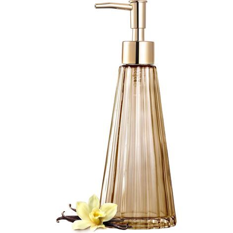 Distributeur savon vintage verre rustique, pompe intégrée, désinfectant/shampoing, déco maison