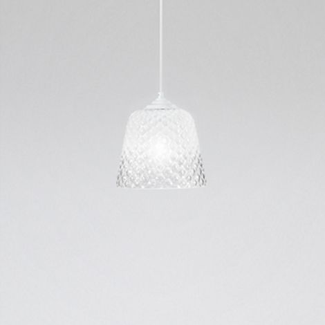 Diffuseur en verre blanc pour suspension - finition dégradée transparente, design décoratif, culot E27 (petit verre) d.25X21,5