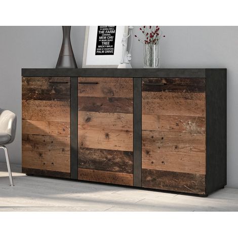 AX LIVING Sideboard Wohnzimmer Spacoro 3T - Modern in Matera/Old Style