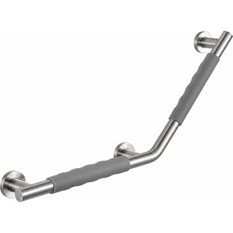 Barre d'appui 135° COMFORT GRIP en acier brossé gauche (1/4)