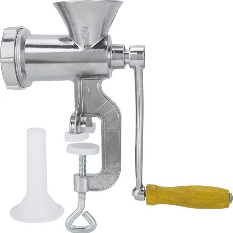 Picadora de carne manual de aleación de aluminio con tubo para embutir salchichas, ideal para preparar carne picada y embutidos: un electrodoméstico de cocina robusto - Crezuo