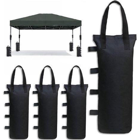 Confezione da 4 sacchi di sabbia contrappeso da 12 kg di capacità - 15x50 cm - Neri (1/5)
