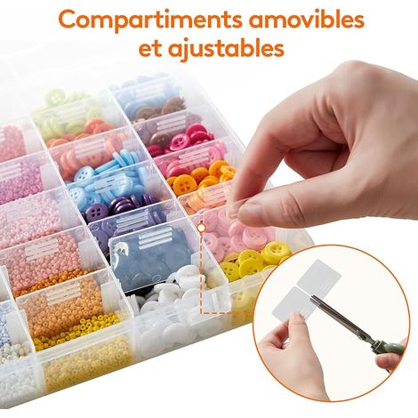 Boite Rangement Plastique, Petite Boite Rangement Perles avec Couvercle, Boites Rangements Compartiment avec 36 Diviseurs Ajustables pour Diamond Painting, Bijoux, Vis (1/4)