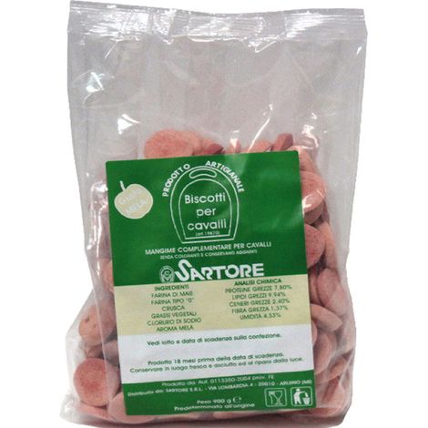 Biscotti per cavalli al gusto mela senza zucchero, coloranti e O.G.M. completamente naturali 900g