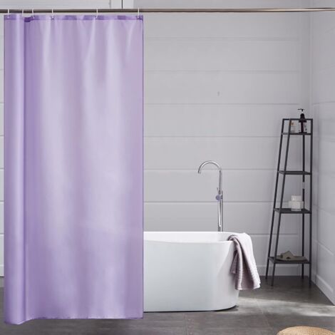 180x200cm Rideau de Douche Anti-moisissure en Polyester Imperméable Store de Douche Tissu Lavable pour Baignoire ou la Salle de Bain Textile avec 12 Crochets Violet Long (1/5)