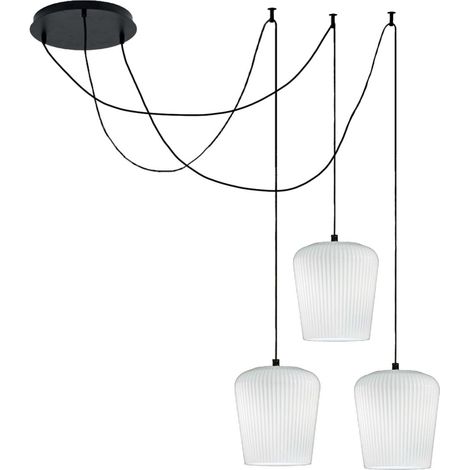 Gea luce suspension en verre blanc numa br3 e27 led plafonnier moderne à décentralisation
