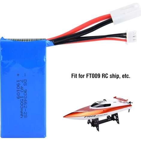 Lot de 2 batteries au lithium 7,4 V 1500 mAh 25C 2S avec petit connecteur Tamiya pour modèles RC FT009 (1/5)
