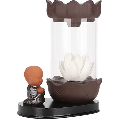 Porte-encens petit moine blanc LED décoratif en forme de lotus pour la maison (1/5)