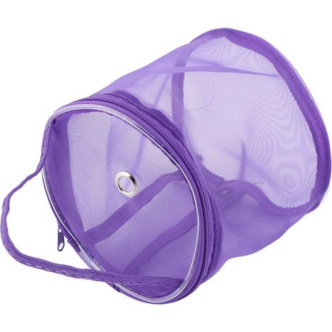 Tragbare Aufbewahrungstasche, zylinderförmig, aus Netzgewebe, Wollgarn, praktischer und eleganter Behälter, Handtasche (Lila) (1/5)