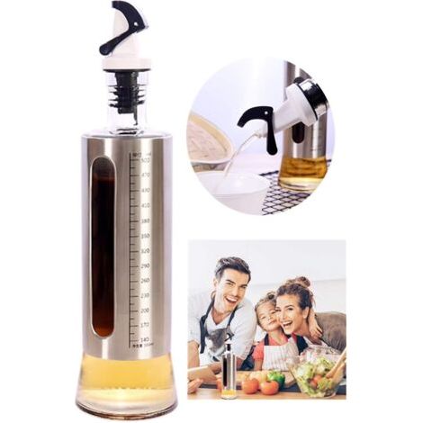 Ölflasche, Öl-/Essigspender, Olivenöl und Essig, Ölflasche aus Glas, Olivenölspender, zum Grillen/Kochen/Salat/Backen/Braten (500 ml)