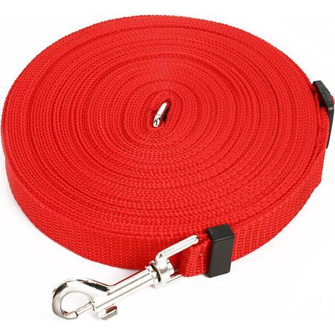 Laisse longue pour chien, 15 m, rouge, 2 cm, pour entraînement (1/4)
