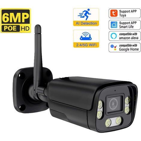 Tuya Telecamera Bullet Smart WiFi Dual Band 2.4G e 5G Black Edition 6.0 MP (1/5)